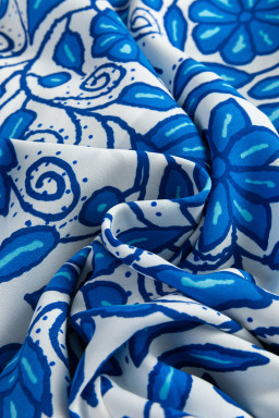 Blue Floral Print Spaghetti Strap Knot Waist Maxi Dress