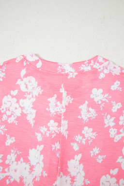 Pink Floral Print Sleeveless Wide Leg Jumpsuit