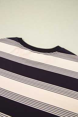 Black Stripe Short Sleeve T-Shirt and High Waist Pocket Shorts Set