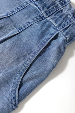 Dusk Blue Raw Hem Plus Size Denim Shorts