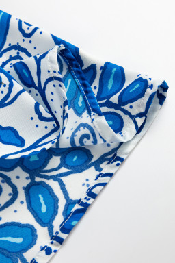 Blue Floral Print Spaghetti Strap Knot Waist Maxi Dress