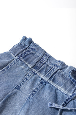 Dusk Blue Raw Hem Plus Size Denim Shorts