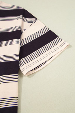 Black Stripe Short Sleeve T-Shirt and High Waist Pocket Shorts Set