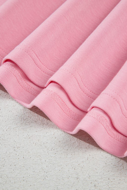 Pink Bow Applique Solid Color Sweet T-shirt