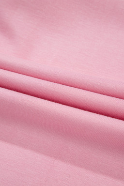 Pink Bow Applique Solid Color Sweet T-shirt