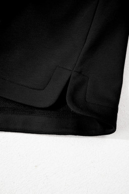 Black Terry Zipped Collar Sleeveless Drawstring Waist Mini Dress
