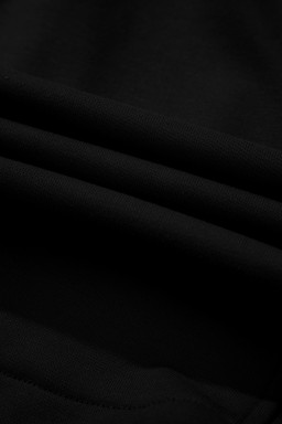 Black Terry Zipped Collar Sleeveless Drawstring Waist Mini Dress
