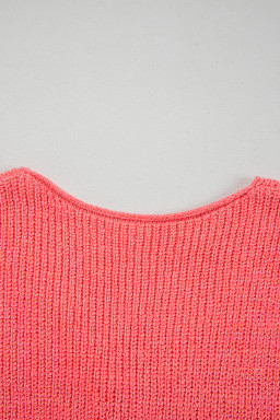 Tomato Red Lace-up Front V Neck Knit Vest