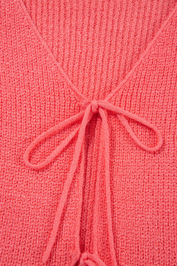 Tomato Red Lace-up Front V Neck Knit Vest