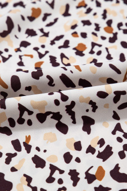 Khaki Leopard Ruffle Flutter Sleeve Keyhole Back Mini Dress