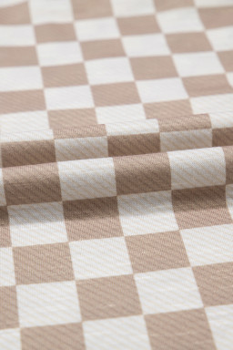 Brown Checkerboard T Shirt and High Waist Skort Set