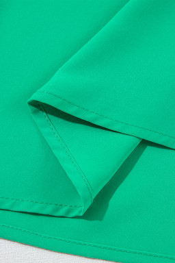 Bright Green Ruched Front Puff Sleeve Plus Size Dress