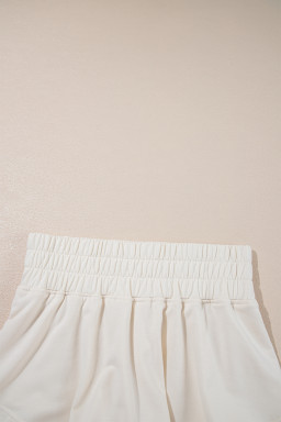 Beige Cropped Tee and Ruffle High Waist Skort Set