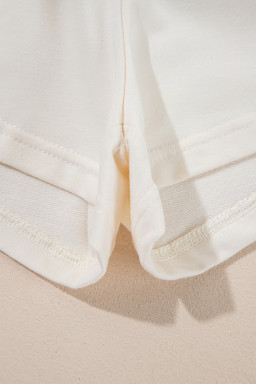 Beige Cropped Tee and Ruffle High Waist Skort Set