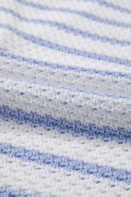 Sky Blue Striped V Neck Button Knit Vest