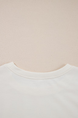 Beige Cropped Tee and Ruffle High Waist Skort Set