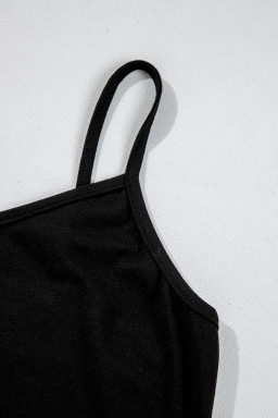 Black Sheer Mesh Floral Round Neck T Shirt with Camisole