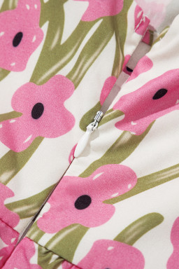 Pink Plus Size Ruffle High Waist Floral Maxi Dress