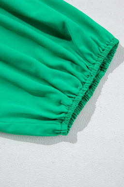 Bright Green Ruched Front Puff Sleeve Plus Size Dress