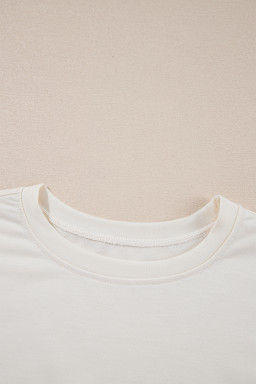 Beige Cropped Tee and Ruffle High Waist Skort Set