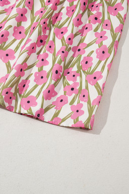 Pink Plus Size Ruffle High Waist Floral Maxi Dress