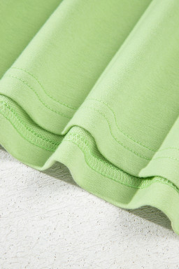 Meadow Mist Green Loose V Neck Tee and Drawstring Shorts Set