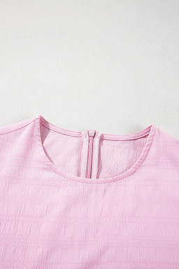 Bonbon Bubble Sleeve Textured Mini Dress
