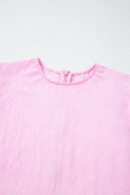 Bonbon Bubble Sleeve Textured Mini Dress