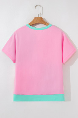 Mint Green Colorblock Half Buttons Henley T Shirt