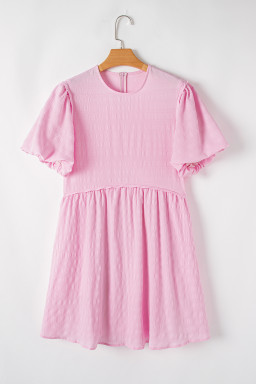 Bonbon Bubble Sleeve Textured Mini Dress