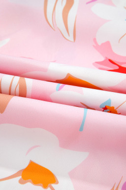 Multicolour Floral Patchwork Frill Notched Neck Ruffle Blouse