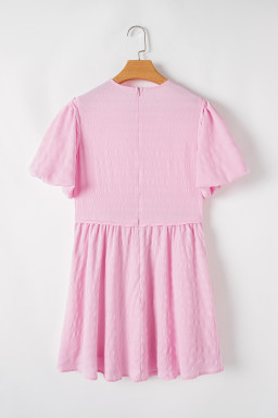 Bonbon Bubble Sleeve Textured Mini Dress