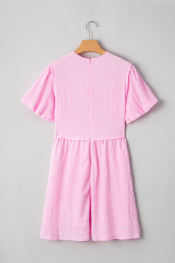 Bonbon Bubble Sleeve Textured Mini Dress