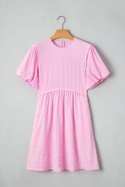 Bonbon Bubble Sleeve Textured Mini Dress
