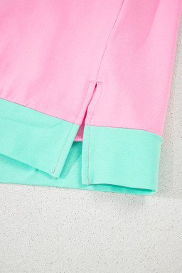 Mint Green Colorblock Half Buttons Henley T Shirt