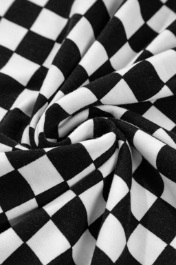 Black Checkered Print Pocketed Wide Leg Overall