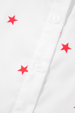 White Stars Half Puff Sleeve Loose Shirt