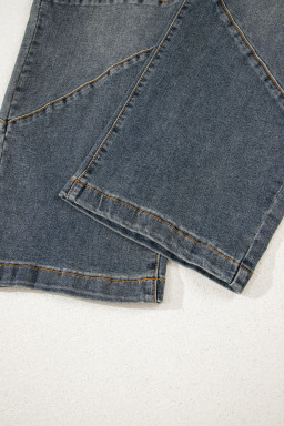 Sail Blue Criss Cross Straight Leg High Waist Jeans