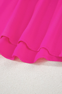 Bright Pink Seamed Back High Low Hem V Neck Plus Size Tee