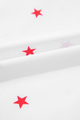 White Stars Half Puff Sleeve Loose Shirt