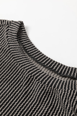 Carbon Grey Corded Long Sleeve Top and High Waist Shorts Set