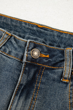 Sail Blue Criss Cross Straight Leg High Waist Jeans