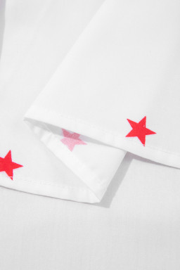 White Stars Half Puff Sleeve Loose Shirt