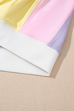 Purple Colorblock Patchwork Oversized T Shirt