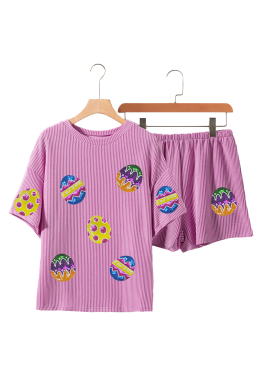 Phalaenopsis Easter Egg Graphic Corded Shorts Set