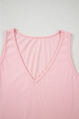 Light Pink V Neck Vest Button Up Cardigan and Pants 3pcs Pajama Set