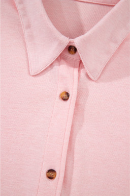 Light Pink V Neck Vest Button Up Cardigan and Pants 3pcs Pajama Set