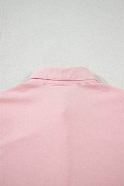 Light Pink V Neck Vest Button Up Cardigan and Pants 3pcs Pajama Set