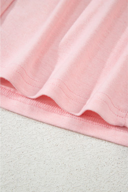 Light Pink V Neck Vest Button Up Cardigan and Pants 3pcs Pajama Set