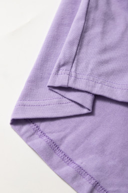 Wisteria Solid Color Basic Crew Neck Plain Tee